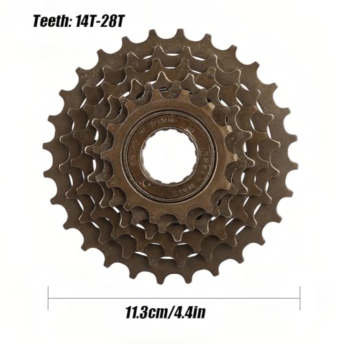 Joyzan Bike Freewheel, 14T to 28T 6 Speed Bicycle Freewheel Multiple Sprocket Threaded Type Freehub Hybrid Folding Road Mountain Bike Cycling Replacement Part MTB Rear Cassette Screw Ring Accessories - Thumbnail 6