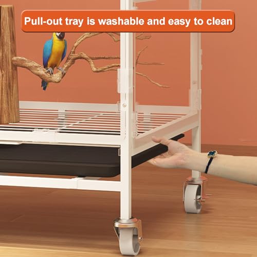 Jaula grande para pájaros de interior con ruedas y soporte de percha para loros y cacatúas