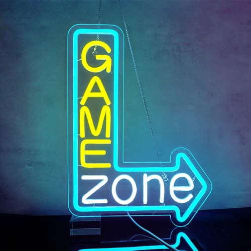 Looklight Game Zone Neon Sign Dimmable Gamer Neon Signs Colorful Gaming Led Signs for Game Room USB Arrow Neon Gaming Signs for Boys Room Teen Room - Image 2