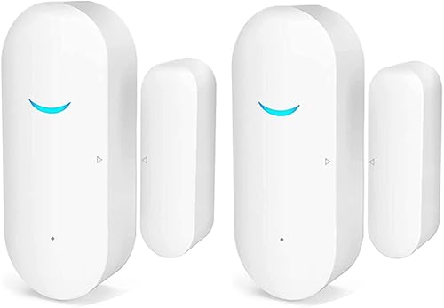 Paquete de 2 alarmas inteligentes inalámbricas con sensor inteligente WiFi para puertas y ventanas, sistema de seguridad para el hogar con control