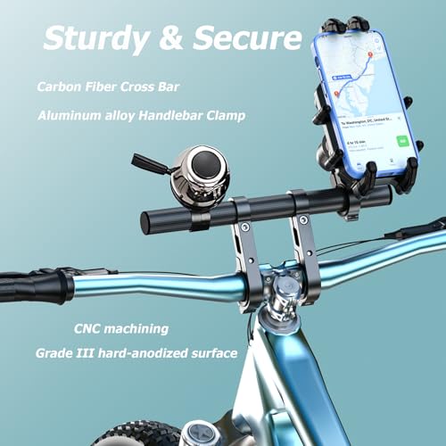 LOKTENWO Bike Handlebar Extender - 9.448\" Carbon Fiber Extension with Aluminum Alloy Dual-Clamp Base for Bicycle and Motorcycle, Fits Handlebars 0.875\"/ 1.0\"/ 1.125\"/ 1.26\" in Diameter