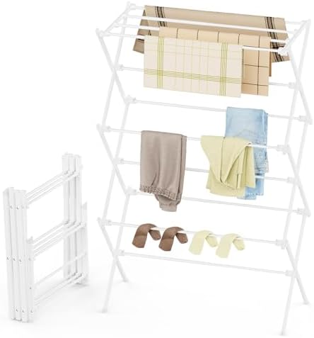 Drying Rack Clothing, 3-Tier Clothes Drying Rack Foldable, Antiru...