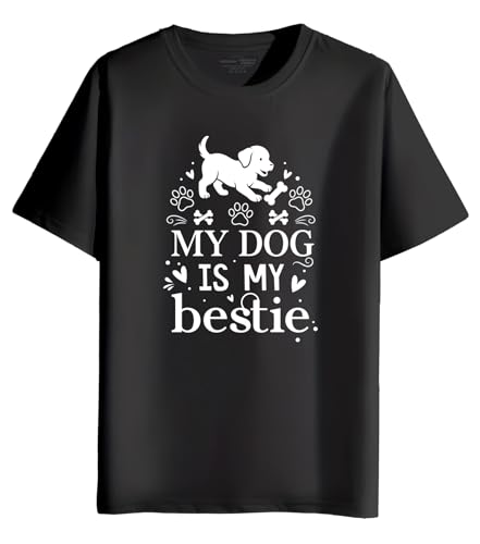 Image of INDISSH T-Shirt for Man | Regular and Plus Size Upto 7XL | Pet Lover Graphic Printed | Round Neck Cotton Fabric Regular fit Casual T-Shirt for man - RNM-DOGBESTIE-PAR