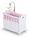 Badger Basket Cabinet Doll Crib with Gingham Bedding, Musical Mobile, Wheels, and Free Personalization Kit (fits American Girl Dolls)