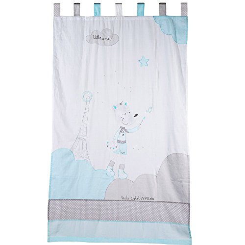 Rideau bleu 105 x 180 cm Sauthon Luluchéri pour chambre enfant