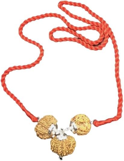 Pendentif Rudraksha Népal 4, 9, 12 Mukhi argent : collier fil rouge en bois