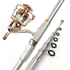 Visstaaf Kit Telescopische Hengel en Spoel Combo Set Super Hard Sea Rod Gooi Rod long throw Rod vistuig SP5000 Metal Wheel for Travel Saltwater Freshwater Vishengel (Size : 2.4m)