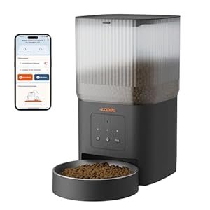 WOPET Automatischer Katzenfutterspender, 4L WLAN Katzenfutterspender mit APP-Kontrolle für langsames Füttern, 10-Sekunden-Stimmaufnahme, 1-10 Mahlzeiten pro Tag für Katzen und Hunde Schwarz