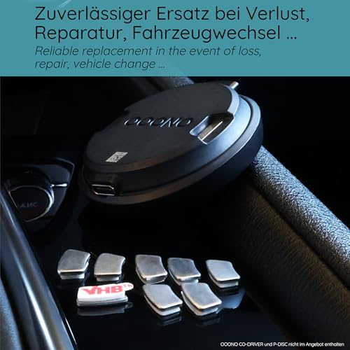 8 Ersatz Metallplättchen mit Klebepad passend für OOONO CO-Driver NO2, P-DISC NO1 und NO2 Auto elektronische Parkscheibe Blitzerwarner Halterung Ersatzteile Parkuhr Magnet selbstklebend neues Modell