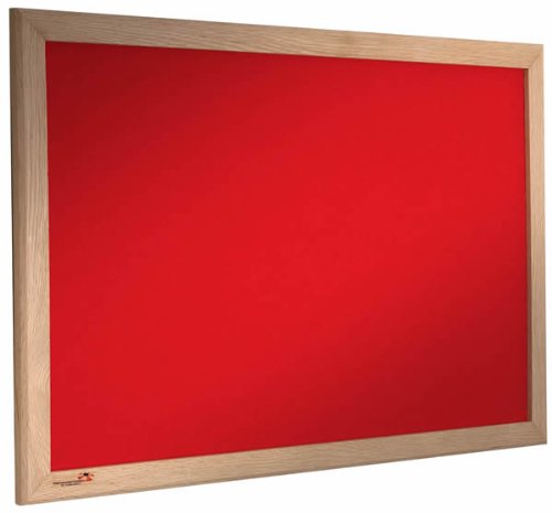 Premier Felt Noticeboard Oak Frame 1800mm x 1200mm, Cherry