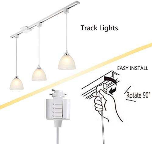 Kiven 3-Lights H-Type Track Light, Dimmable Track Mount Pendant Lighting Fixtures W/Frosted White Finish Glass Shade #TOP5
