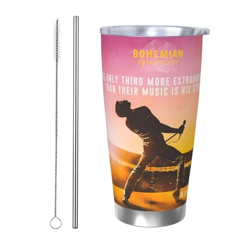 Queen Band NC[oh31 ^u[ bN  J[Jbv 600ml ^fM ۗ ۉ ԗp @r R[q[Jbv RrjJbv Xg[t ӂt AEghA jp Straw Two-piece Set