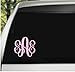 Monogram Vinyl Decal Sticker - Personalized for Car Windows, Tumblers, Laptops - Choose Color, Size