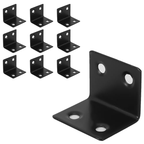 Gutol 10-teiliges Set 38x30mm Edelstahl-Winkelverbinder – Schwarz, 90° L-Form für Holz- und Balkenmontage