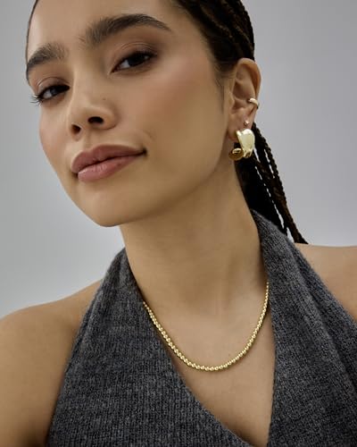 PAVOI 14K Gold Plated Small Bead Ball Chain Necklace for Women - Adjustable Dainty Gold Beaded Necklace - Trendy Choker Chain Layering Jewelry3