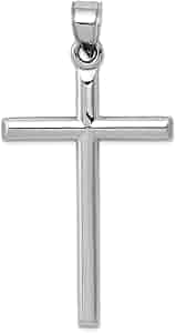 14K White Gold Plain Cross Pendant - Religious Jewelry With Gift Box