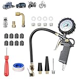 🚔【Genaug Messung】Der gauge Bereich druckluftpistole reifenfüller reicht von 0-200 PSI, sicherer und bequemer. Das reifendruckmessgerät ist mit einer integrierten entlüftung zum absenken des drucks, einer präzisen druckeinstellung mit der reifendruck Ihres Fahrzeugs leicht abgelesen werden kann.