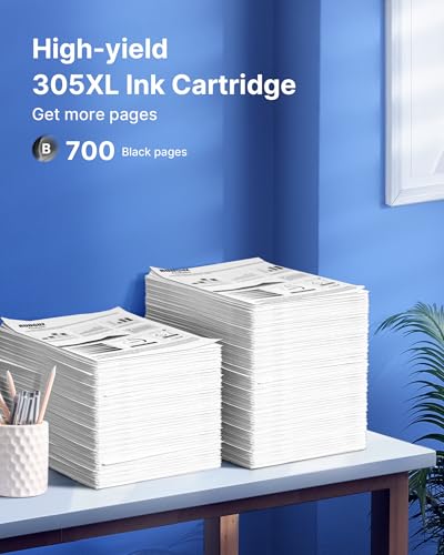 RUDGUZ 305XL für HP Deskjet 2700e A4-Drucker, WLAN, beidseitig, automatisch, multifunktional (Fotodrucker, Scan, Kopieren) für PC und Smartphone, Schwarz