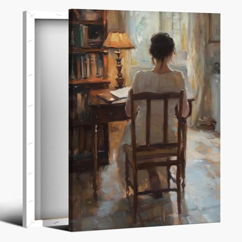 Abstract Vintage European Woman Reading Wall Art Victorian Female Portrait