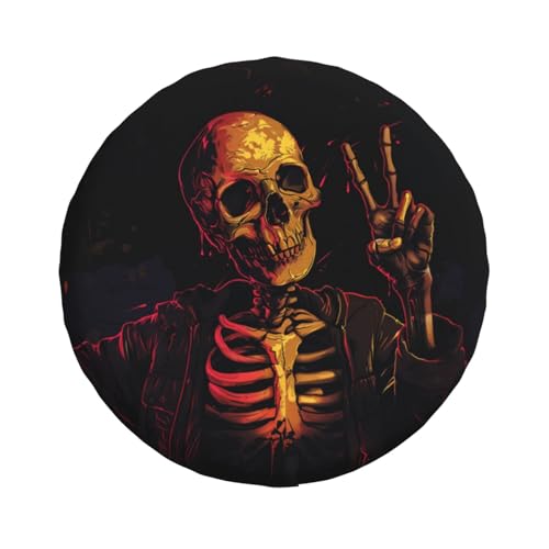 Image of Halloween Spare Tire Cover Skeleton Tire Cover Universal Wheel Protectors Wheel Covers for Rv Camper Travel Trailer SUV Truck 16 Inch