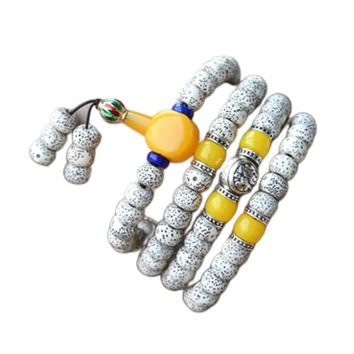Prière Tibétain et Agate : Collier élastique en graines de Bodhi, artisanat spirituel noble.