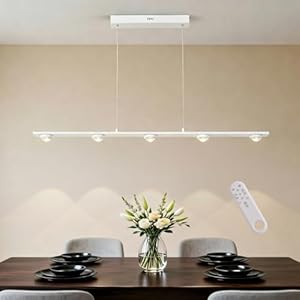YLFXL 90CM Pendelleuchte Esstisch, Moderne linear Esszimmer Pendelleuchten LED mit Fernbedienung, Led Dimmbar Höhenverstellbar Esstischlampe 3000K-6000K für Küche Wohnzimmer Esszimmer