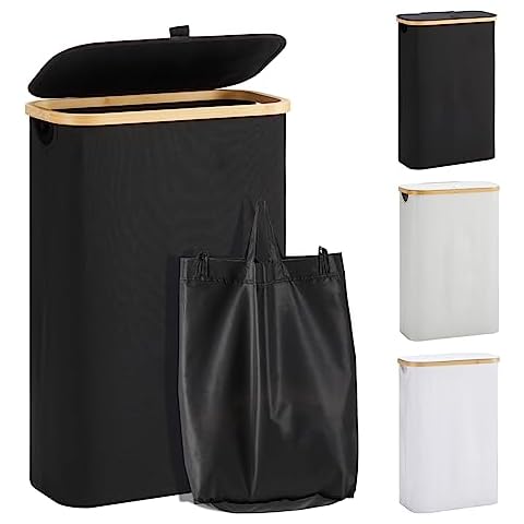 YOUDENOVA 48L Bamboo Laundry Basket with Lid Cover