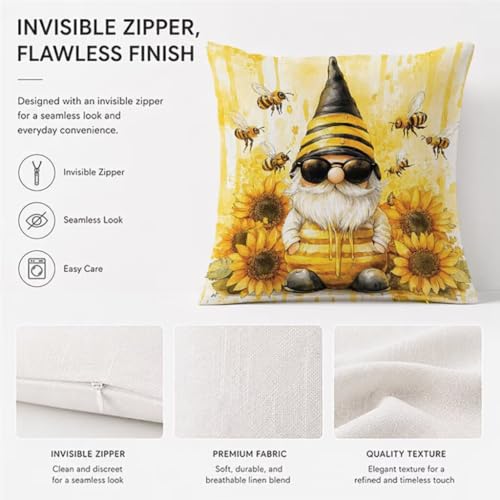 Coussin extérieur imperméable 60x60cm housse de canapé décoratif lin abeille - 6