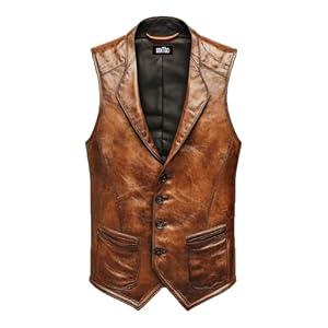 Mens Leather Vintage Vest, Western Club Style Vests, Cowboy Waistcoat Outfit for Men