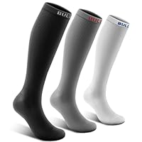Bigant Compression Socks for Men Circulation Support Running Athletic Recovery Knee Socks Upgraded Wicking 3Pairs(3 Color Mixed,Small-Medium)