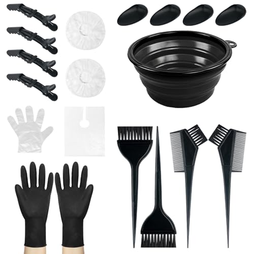 NEPAK 18 Pcs Pinceau Coloration Cheveux Kit,Kit Coloration Cheveux avec Pinceaux et Bol,Idéal pour Décoloration, Mèches, Balayage