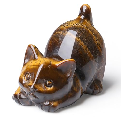 NUKAYAI Tiger Eye Cat Figurine Statue...