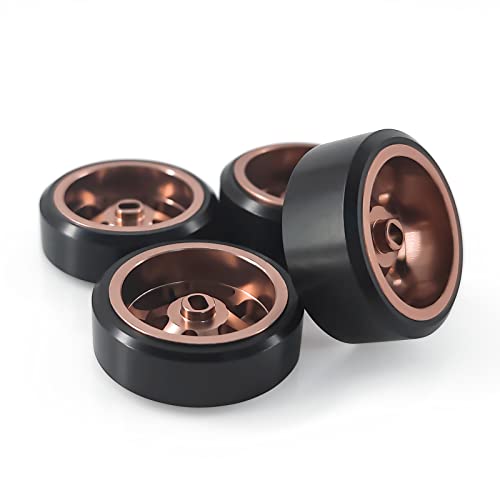 Abendor 6 Spoke Wheel Rims & Rc Car Drift Tires For 1/28 Rc Hobby Model Car, [2*N+2*W] 4 Pcs 20Mm Aluminum Alloy Rims For Wltoys K969 K989 P929 Awd Xrx Amz Wl Drz Gla Bz (Bronzed Drift) #TOP4