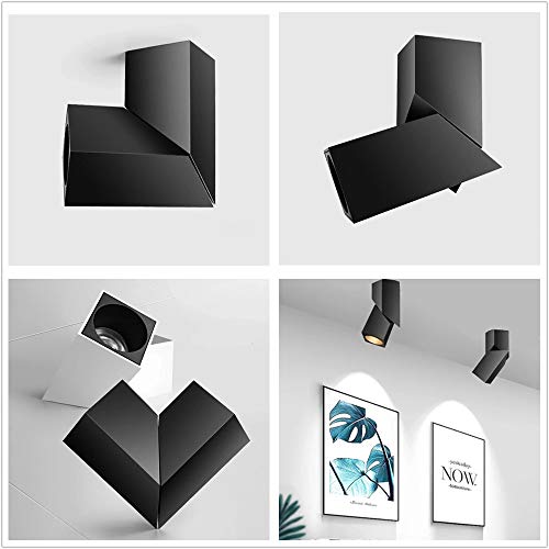 Image of LED Indoor Ceiling Spotlight 360Adjustable Wall Light - Art DIY Spotlights -12W Warm White Light 3000K Ceiling Downlight -Surface Mounted COB Lighting Swivel lamp (Black-3000K)