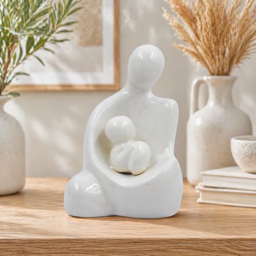 Image of CraftVatika Mother Baby Statue Showpiece Gift, Ceramic Mother Baby Figurine, motherr Child Statue, Home Decor Items, House Warming Gifts Mother's Day, Baby Shower Gifts for Mom to be