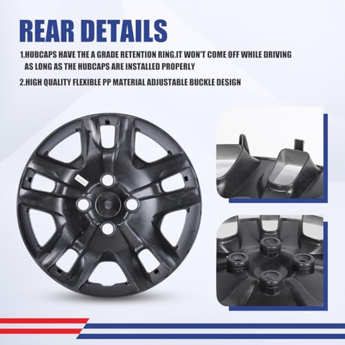 Image of Winjet 16 inch Hubcaps for 2007-2012 Nissan Sentra Wheel Rim Covers, [Only Fit Iron Hub & Steel Wheel] Heavy Duty PP Material, Install Using Original Screws (16 Inch Set of 4, Lacquer)
