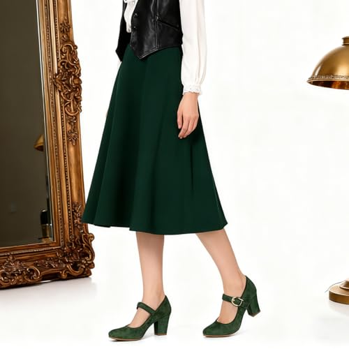 Image of SHODENSE Women Vintage Chunky High Heel Mary Jane Shoes Round Closed Toe Ankle Strap Dress Sandals 3 inch Block Heels Mary Jane Lolita Pumps Two-Toned Patchwork Buckle Office Lady Wedding Retro 4-11 M US