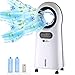 Climatizador evaporativo frio sin aspas, Ventilador potente, mando a distancia y luces led