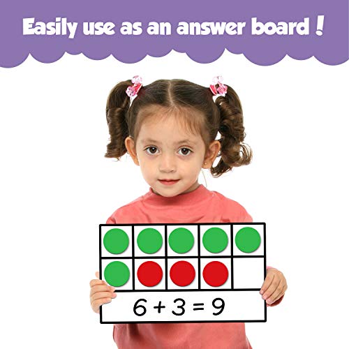 Torlam Magnetic Ten-Frame Set - Math Manipulative For Elementary - 5 Ten Frames & 55 Magnetic Math Counters For Kids, Math Games For Kindergarten (Upgraded Version For Hand-Held & 2 Black Pens) #TOP3