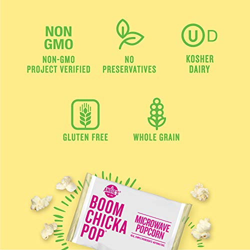 Image of Angie's BOOMCHICKAPOP Sea Salt Microwave Popcorn, 3.29 oz. Classic Bags 4-Count (Pack of 6)