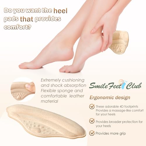Image of 6 Pairs 4D Heel Pads for Shoes Too Big for Women Men, Heel Grips Cushions for Pain Relief, Inserts Prevent Loose Shoes Slip Blisters Scar, Heel Protectors for Friction (6, Black, Fabic)