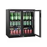 GGM Gastro Barkühlschrank - 900mm - 220 Liter - mit 2 Glasflügeltüren - Außen & Innen Schwarz