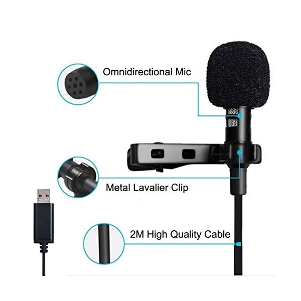 NewTH USB Mikrofon PC Omnidirektionaler Kondensator Lavalier Clip on Mic für Computer, Laptop, Podcast, Interviews, Recording [Plug & Play] 6,6FT – Bild 6