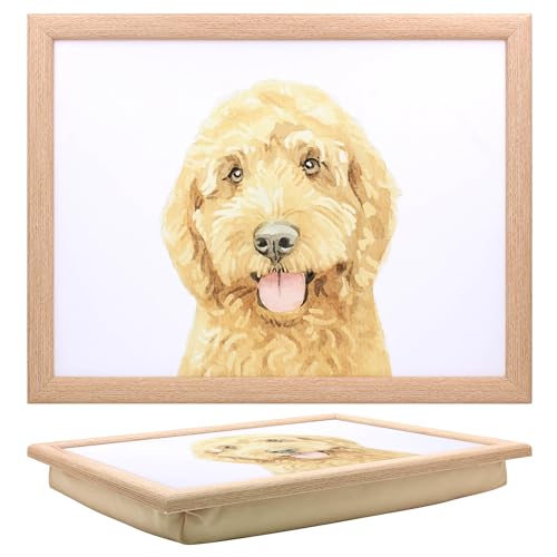 Lesser & Pavey Cockapoo - Bandeja para el Regazo de Robert James Hull para Servir Comida y Desayuno, cómodas bandejas de Regazo con cojín de puf, Bandeja Duradera para Comer en el Regazo, Bandeja