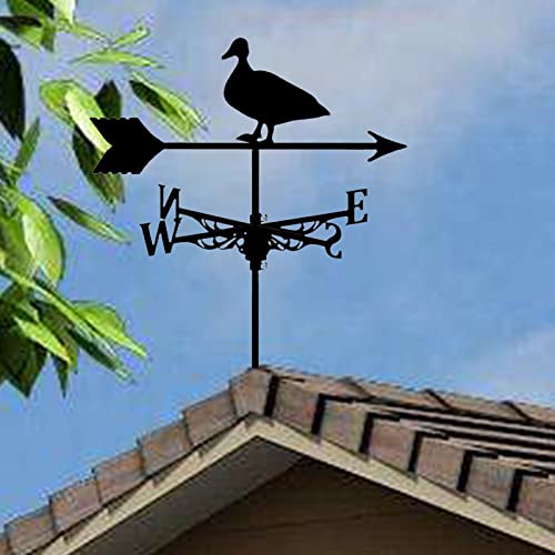 Ymlpre Metal Duck Weathervane Retro Black Wind Vane Anti-Corrosion Spray Paint Wind Direction Indicator For Garage Cupola Barn Garden Patio Farm Decorate #TOP1