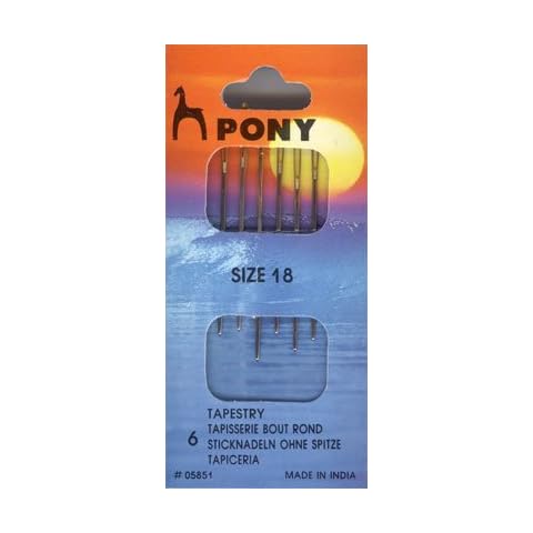 1 Pack of 6 Pony Tapestry needles size 18 Cover