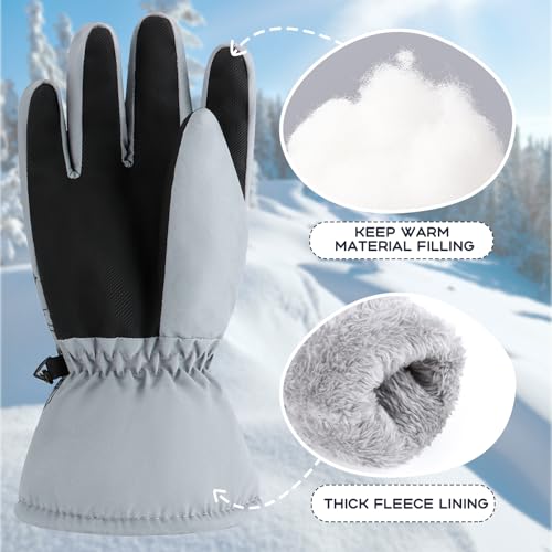 Image of Duoyeree Kids Waterproof Ski Gloves Warm 5-Fingered Winter Accessories for Boys & Girls Aged 4-13.