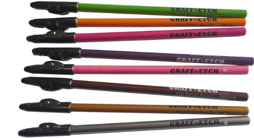 GraffEtch Hair Pattern Pencils (NEON) 8 pack by QUALITY PENCILS