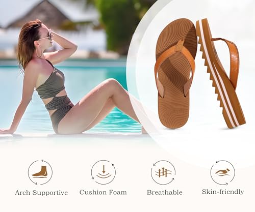 Image of KuaiLu Women's Arch Support Platform Flip Flop Sandals