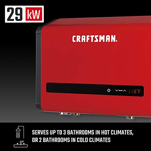 CRAFTSMAN 29kW 240Volt 5.7 GPM Electric Tankless Water Heater, hot